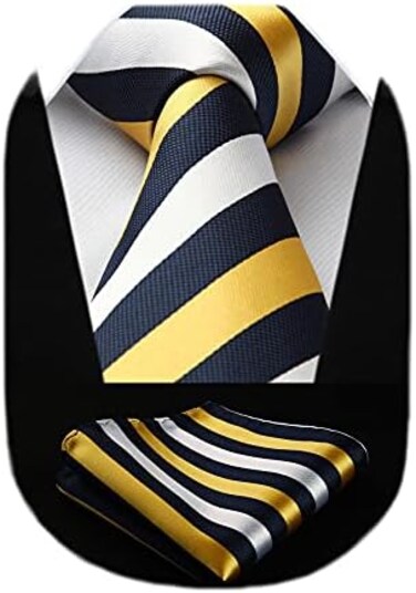 HISDERN Men's Wedding Tie and Handkerchief Houndstooth Check Plaid Tie Party Business Formal Necktie &amp; Pocket Square Set&hellip;