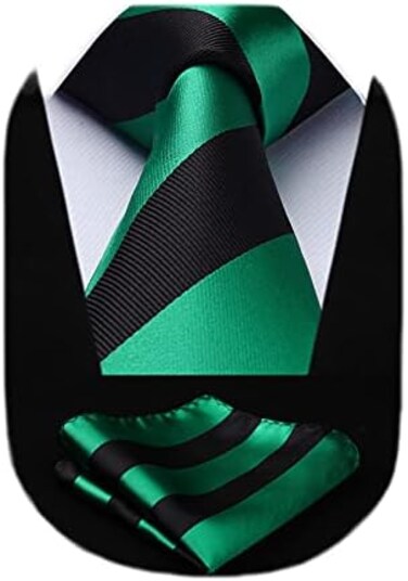 HISDERN Men's Wedding Tie and Handkerchief Houndstooth Check Plaid Tie Party Business Formal Necktie &amp; Pocket Square Set&hellip;