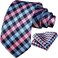 HISDERN Men's Wedding Tie and Handkerchief Houndstooth Check Plaid Tie Party Business Formal Necktie &amp; Pocket Square Set&hellip;