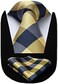 HISDERN Men's Wedding Tie and Handkerchief Houndstooth Check Plaid Tie Party Business Formal Necktie &amp; Pocket Square Set&hellip;