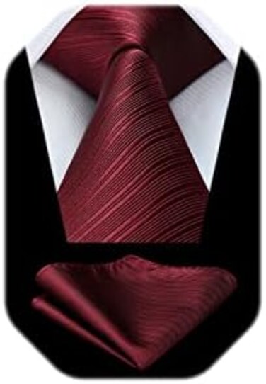 HISDERN Men's Wedding Tie and Handkerchief Houndstooth Check Plaid Tie Party Business Formal Necktie &amp; Pocket Square Set&hellip;