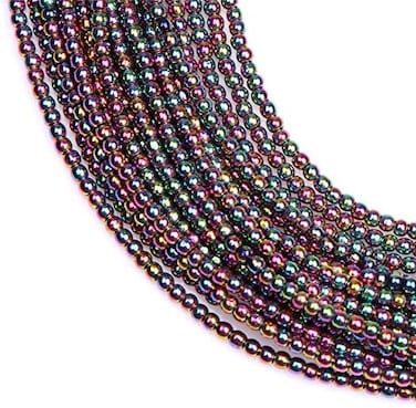 JOE FOREMAN 2mm Hematite Semi Precious Gemstone Round Loose Beads for Jewelry Making Sliver Color DIY Handmade Craft Supplies 15" 190-200 Pcs