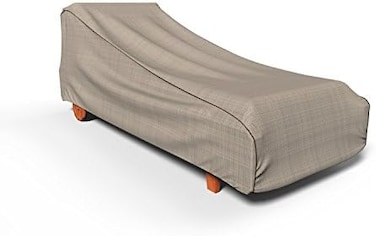 Budge P2W01PM1-2PK English Garden Patio Chaise Lounge Chair Cover (2 Pack) Heavy Duty and Waterproof, Large (2-Pack), Tan Tweed
