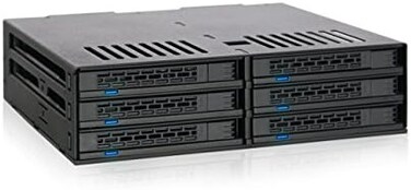 آيسي دوك 6 باي 2.5 انش ساتا HDD/SSD تبديل سريع بدون ادوات مع مروحة تبريد مزدوجة لفتحة 5.25 انش   اكسبريس كيج MB326SP-B