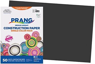 Prang SunWorks Construction Paper, Black, 12" x 18", 50 Sheets