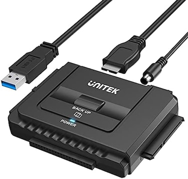 Unitek SATA/IDE to USB 3.0 Adapter, Hard Drive External Reader Cable for 2.5/3.5 Inch HDD/SSD Optical Drive SATA II Converter Support One-Touch Backup OTB and Data Recovery with 12V/2A Power Adapter