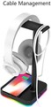KAFRI RGB Headphone Stand with Wireless Charger Desk Gaming Headset Holder Hanger Rack with 10W/7.5W Fast Charge QI Wireless Charging Pad - Suitable for Gamer Desktop Table Game Earphone Accessories