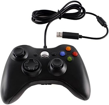 وحدة تحكم العاب سلكية بمنفذ USB لاجهزة مايكروسوفت اكس بوكس 360 والكمبيوتر بنظام ويندوز (اسود)