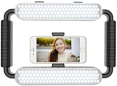 جي ام في جريت فيديو ميكر مصباح حلقي LED LT-10S 5600 كلفن، مصباح سيلفي للهواتف الذكية ومثبت الجوال للكاميرا والهاتف الذكي والمكياج واعداد اليوتيوب والتقاط الصور الذاتية مع بلوتوث
