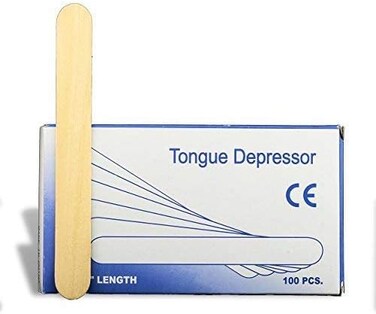 مثبطات اللسان غير معقمة وغير شظايا خالية من المواد الكيميائية مصنوعة من خشب البتولا الطبيعي عالي الجودة مقاس 6 انش، صندوق من 100 قطعة