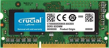 وحدة ذاكرة كروشال 4 جيجا دي دي ار 3 1600 MT/s (PC3-12800) CL11 SODIMM 204-Pin 1.35V/1.5V لاجهزة نوت بوك CT51264BF160B 4GB