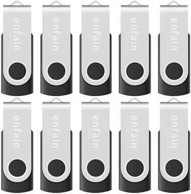 Enfain [Not 128GB ] 10 Pack Small Capacity 128 MB USB Flash Drive Bulk 128MB Thumb Drives in Black, with LED Indicator, 12 x Removable White Labels for Marking Contents Loaded