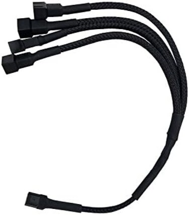 3-Pin أنثى إلى 4 × 3 دبابيس حالة الكمبيوتر ذكر مروحة سبليتر موصل الطاقة الأسود كم محول كابل