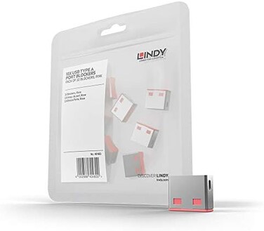 ليندي مانع منافذ USB (بدون مفتاح) - عبوة من 10 قطع، كود اللون: زهري