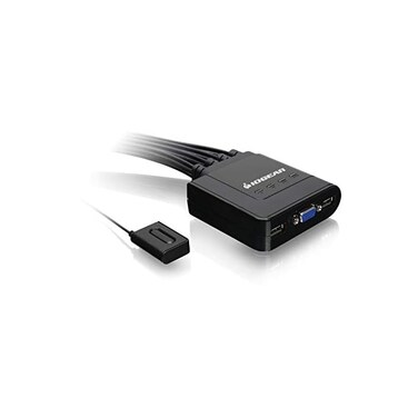 اي او جير 4 منافذ يو اس بي KVM سويتش مع كيبل وجهاز تحكم عن بعد GCS24U ، اسود