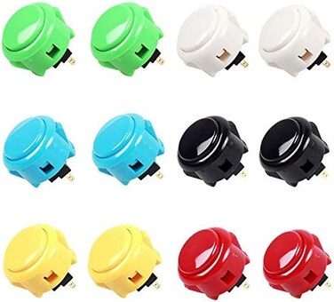 سانوا ازرار ضغط اصلية OBSF-30 مقاس 30 ملم لوحدة تحكم العاب الاركيد من 12 قطعة