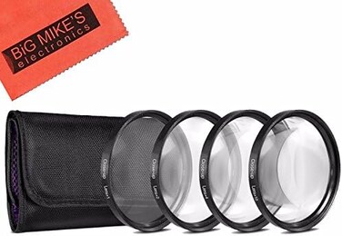 Big Mike's 82mm Close-Up Filter Set (+1, +2, +4 and +10 Diopters) Magnificatoin Kit - Metal Rim for Canon Digital EOS Rebel