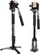 koolehaoda Professional Camera Aluminium Monopod Fluid Video Head with Folding Three Feet Support Stand, Max:58.2"(OEM Yunteng288 Monopod)