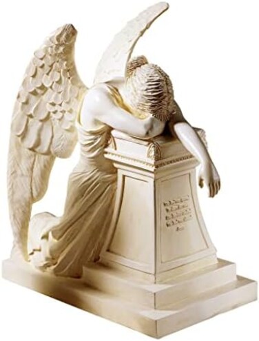 Design Toscano Angel Of Grief Monument Religious Figurine Statue, Desktop, 19 cm, Polyresin, Antique Stone