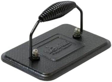 Lodge Rectangular Cast Iron Grill Press. 6.75 x 4.5" Cast Iron Grill Press with Cool-Grip Spiral Handle.