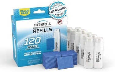 Thermacell Mosquito Repellent 120-Hour Refill; Includes 10 Fuel Cartridges &amp; 30 Repellent Mats; Compatible With Fuel-Powered Thermacell Repellers; Scent-Free, DEET-Free Bug Spray Alternative