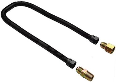 Stanbroil 1/2" OD x 3/8" ID 24" Non-Whistle Flexible Flex Gas Line Connector Kit for NG or LP Fire Pit and Fireplace