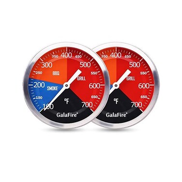 GALAFIRE BBQ Thermometer Gauge for Charcoal Grill Pit, 2 Pack 3 3/16 inch Large Dial Smoker Temperature Gauge