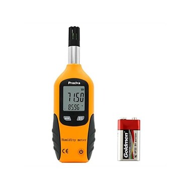 Preciva Digital Psychrometer Thermo-Hygrometer, LCD Mini Temperature and Humidity Meter with Dew Point and Wet Bulb Temperature Hygrometer for Industry, Agriculture, Meteorology (9V Battery Included)