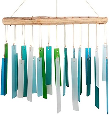 Gift Essentials Blue Handworks Rectangle Glass Wind Chime (Seaglass)