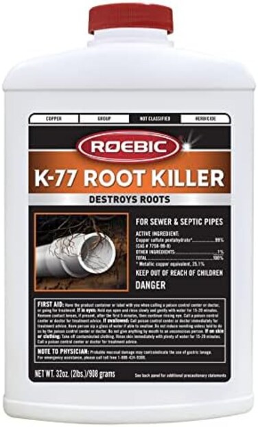 روبيك K-77 Root Killer: يزيل الانابيب، يوقف النمو الجديد، يعمل مع انظمة الصرف الصحي والصرف الصحي - 32 اونصة