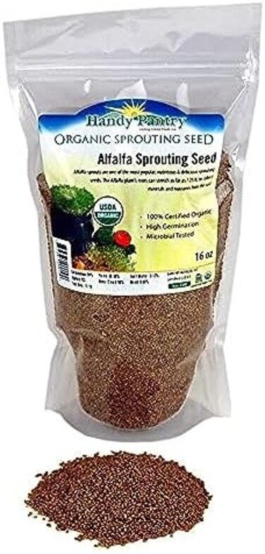 Handy Pantry Organic Alfalfa Seeds for Sprouting 1 lb - Seed for Alfalfa Sprouts, Alfalfa Seeds Microgreens Sprouting Seeds and Sprout Seeds