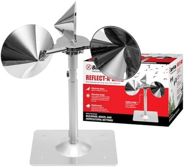 Bird B Gone Reflect-A-Bird Wind Spinner, Bird Deterrent Devices Outdoor to Scare Birds Away, Pigeon Deterrent to Keep Birds Away, Bird Reflector Woodpecker Deterrent for House, Bird Scare Devices