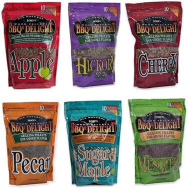 BBQr's Delight Wood Smoking Pellets - Super Smoker Variety Value Pack - 1 Lb. Bag - Apple, Hickory, Mesquite, Cherry, Pecan and Jack Daniel's