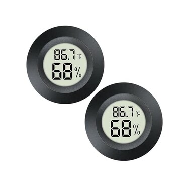 MEGGSI 2 Pack Mini Digital Hygrometer Gauge Indoor Thermometer, LCD Monitor Temperature Outdoor Humidity Meter for Greenhouse Jars Incubators Guitar Case, Fahrenheit (℉) or Celsius(℃)
