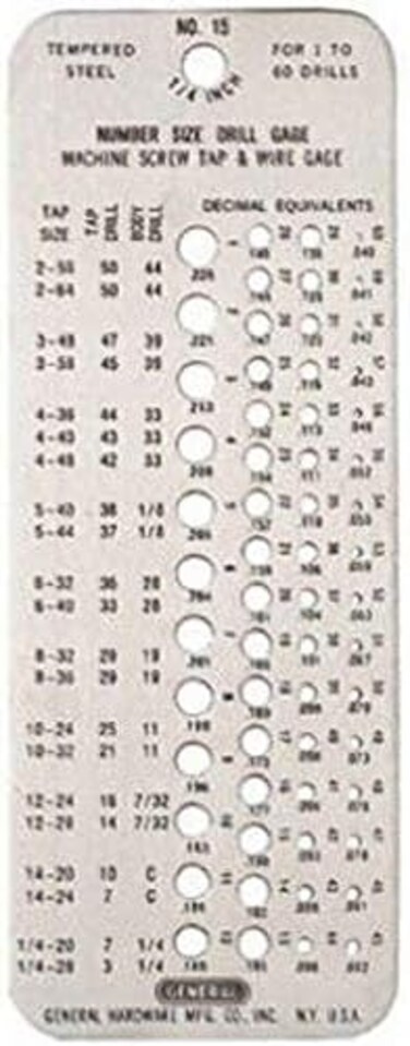 General Tools 15 Drill Gage, Number Size Drills 1 To 60