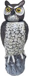Gardeneer by Dalen SOL-R Action Solar Fake Owl Decoy to Scare Birds Away from Gardens, Rooftops, and Patios - Scarecrow Provides Chemical-Free Pest Control - Safe and Humane, 18" 360&ordm; Rotating Head