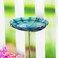 Evergreen Garden Blue Sea Glass Bird Bath with Metal Stake - 11&rdquo;L x 11" W x 26.75" H