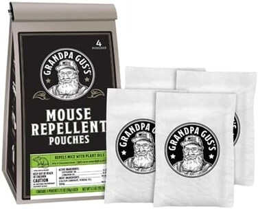 Grandpa Gus's Mice Repellent Pouches Natural Peppermint Oil Mouse Trap Rodent Alternative 4 Pk