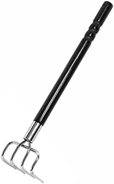 Garden Helper Japanese Rake Cultivator Long Handle 19" Heavy Duty Japanese Steel 4 Claw Wood Handle, Made in JAPAN, Hand Cultivator Tool for Digging, Weeding, Cultivating, Silver