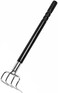 Garden Helper Japanese Rake Cultivator Long Handle 19" Heavy Duty Japanese Steel 4 Claw Wood Handle, Made in JAPAN, Hand Cultivator Tool for Digging, Weeding, Cultivating, Silver