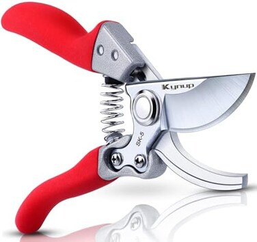 Kynup Professional Bypass Pruning Shears - Heavy Duty Hand Pruners for Gardening, Hedge Clippers, Garden Tools (Red)