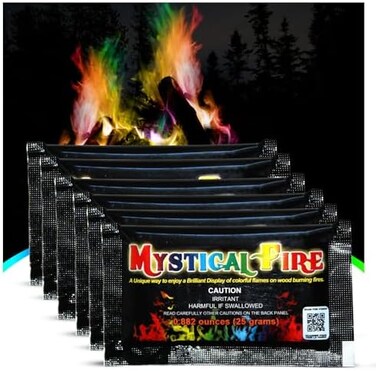 Mystical Fire Flame Colorant Vibrant Long-Lasting Pulsating Flame Color Changer for Indoor or Outdoor Use 0.882 oz Packets 50- Count Box by Mystical Fire