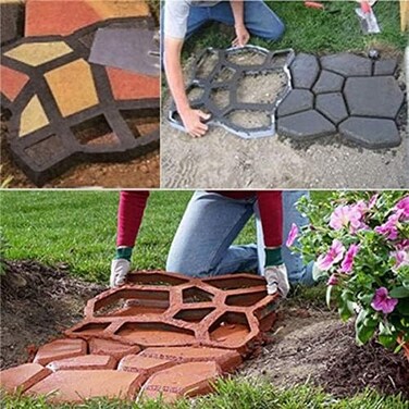 VanSmaGo Concrete Molds and Forms, Walkway Pathmate Paving Pavement Reusable Stepping Stone Outdoor Paver Walk Way DIY Path Garden Yard Patio Cement Mold