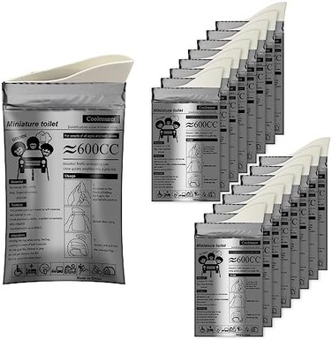 كول رانر اكياس بول للاستعمال مرة واحدة، 12-20 قطعة، اكياس للتخييم، اكياس قيء للتبول للاستعمال مرة واحدة للسفر والتبول والمرحاض والازدحام المروري، شنطة نحل محمولة للرجال والنساء والاطفال والمرضى