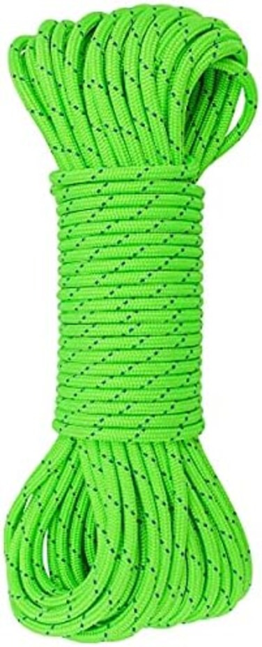 GM CLIMBING (Green, 6mm(dia.) x 6.2m) - GM CLIMBING 6mm Accessory Cord 12kN / 1220kg Double Braid Rope Black Pre Cut CE