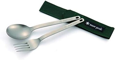 Snow Peak Men's Fork and Spoon Set, SCT-002, Japanese Titanium, Ultralight, Compact for Camping, Backpacking, Daily Use, Made in Japan, Lifetime Product Guarantee, Silver, One Size