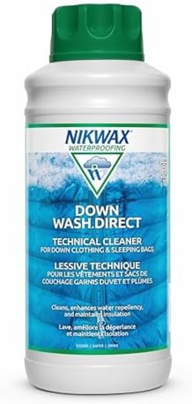 Nikwax Down, Down Wash.Direct, 1L, Specialty Cleaner for Down Jackets, Outerwear, Vests, Sleeping Bags, Quilts, and Bedding, Restores Loft, Warmth, Insulation, and Water Repellency