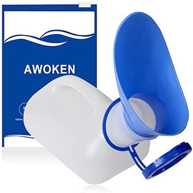 AWOKEN Unisex Urinal, Portable Toilet Urinal for Men and Women, Pee Bottle with a Lid and Funnel for Elderly Kids and Patients for Camping Outdoor Travel