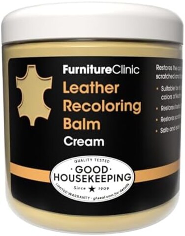 Furniture Clinic Leather Recolouring Balm - Leather Colour Restorer for Sofas, Leather Colour Repair for Faded &amp; Scratched Leather Upholstery, Car Seats, Shoes and Clothing - 16 Colours (Camel)