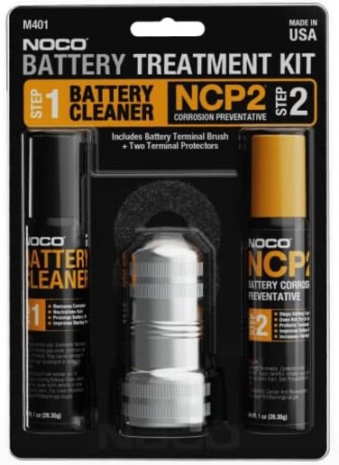 نو كو مجموعة تنظيف طرفية البطارية NCP2 M401 مع بخاخ لمنع تآكل البطارية ورذاذ منظف البطارية وفرشاة تنظيف طرفية البطارية وغسالات مضادة للتآكل